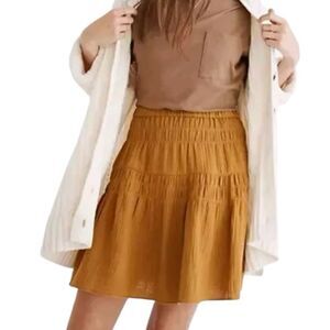 MADEWELL Women's Yellow Double-Gauze Smocked Mini Skirt S